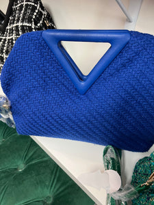 Cobalt blue tweed handbag