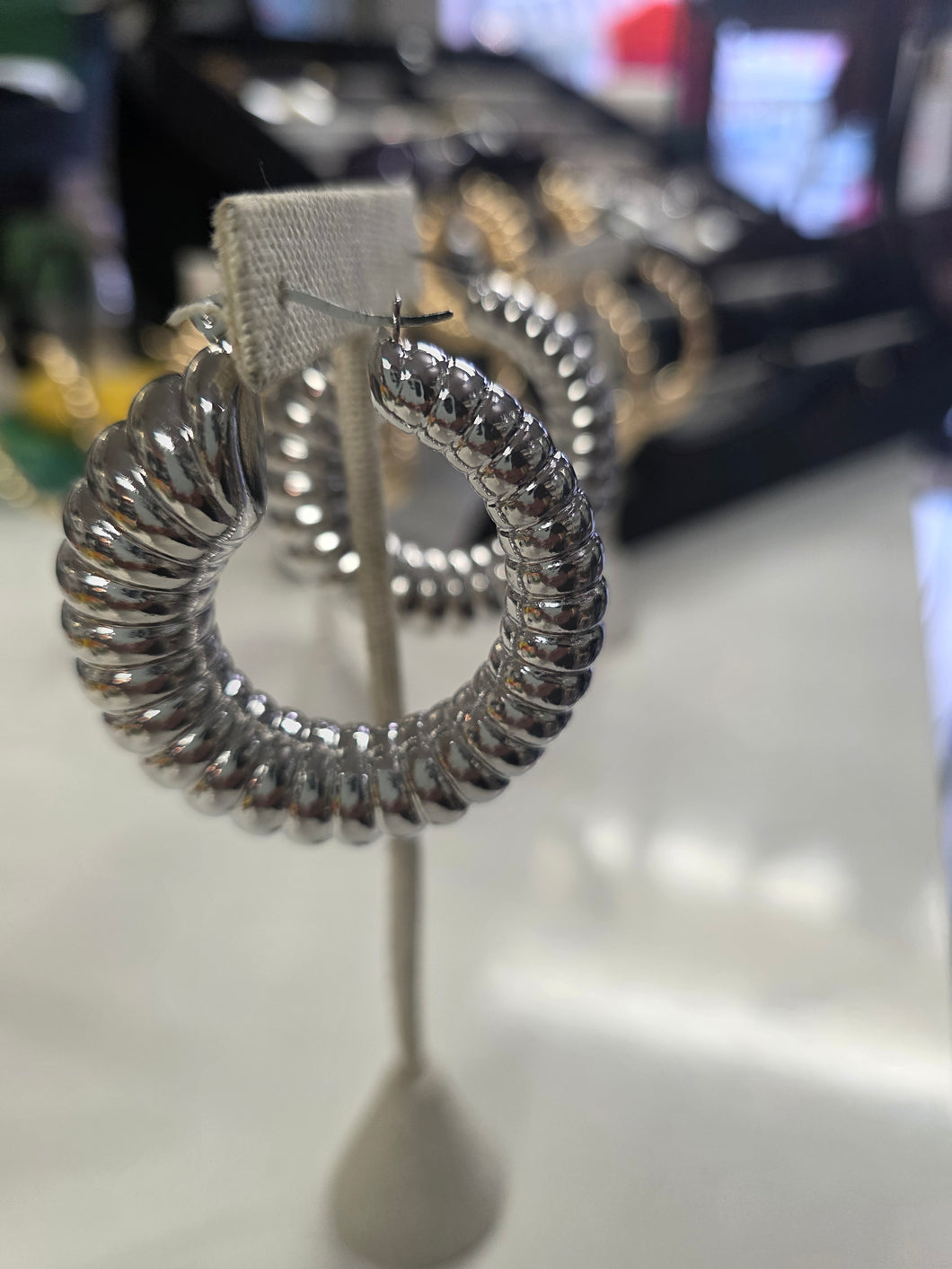 Silver collosal hoop earrings