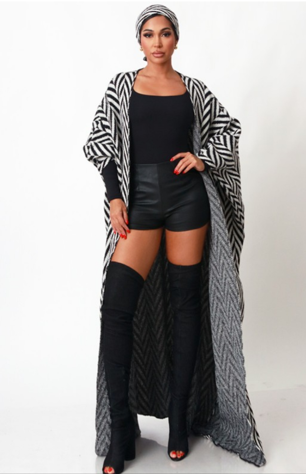 Zebra sweater poncho