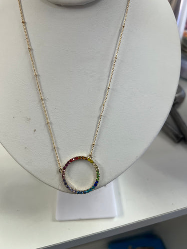 Multi color circle of love necklace