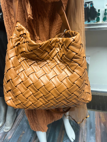 Faux leather weave bag