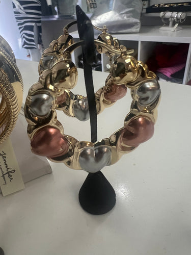 Tri color heart earrings