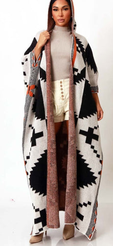 Hooded Aztec sweater/poncho