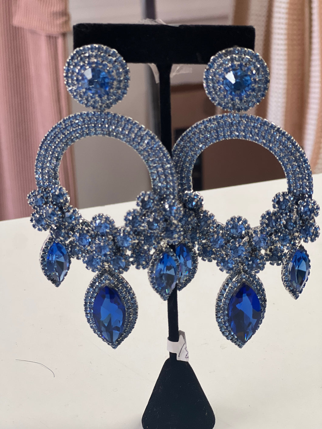Blue bling earrings