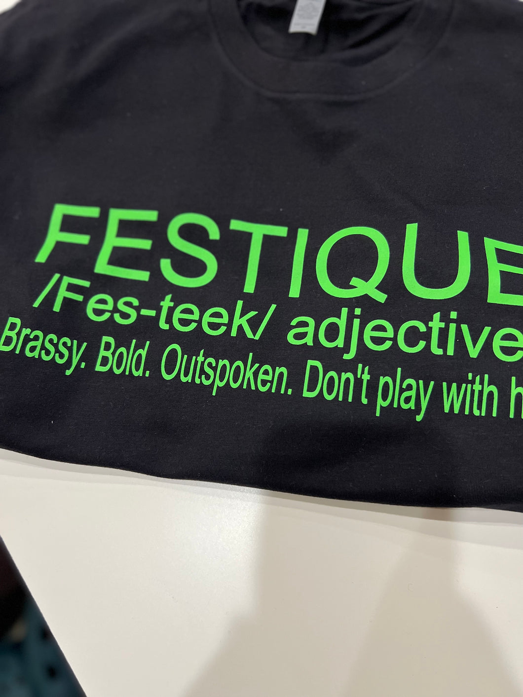 Festique designer definition Tee (brassy)